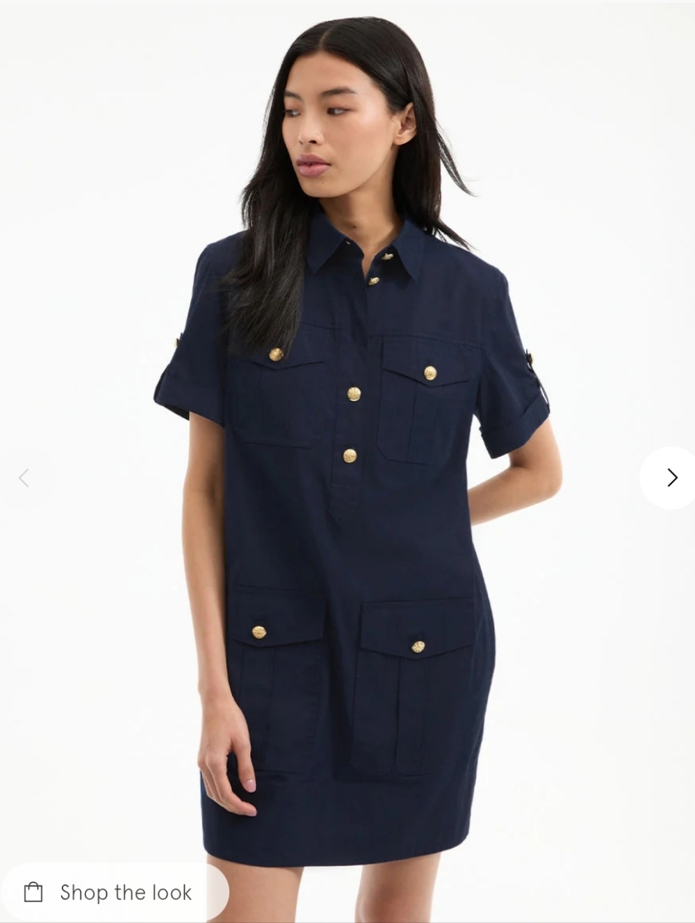 Veronica Beard Lucca Navy Blue Cargo Cotton Shift Dress Size US 6